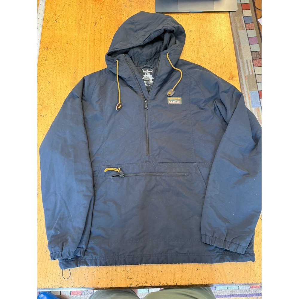 LL‎ Bean Anorak Mountain Classic 1/2 Zip Insulated Mens Large Black